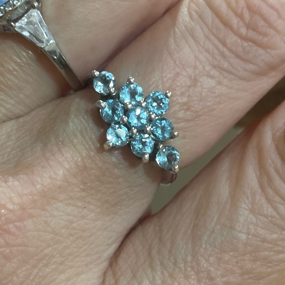 SS Blue Topaz Cocktail Ring - Picture 3 of 7
